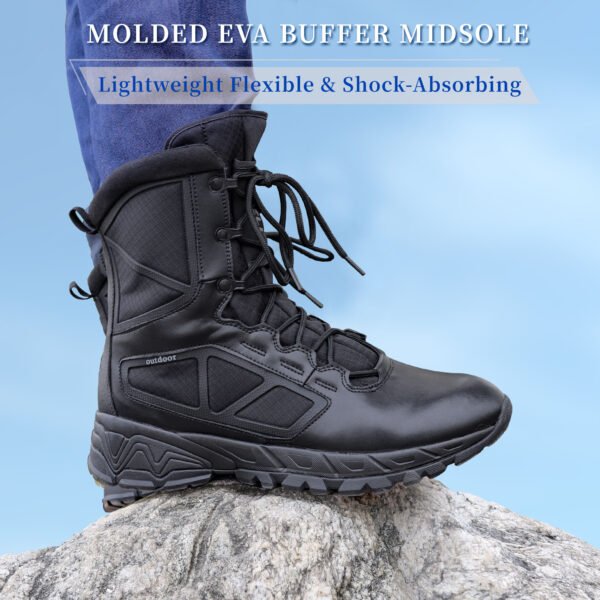 WTHB-4 RIELD Men's Military Tactical Work Boots Lightweight Side Zipper Army Combat Hiking Boots